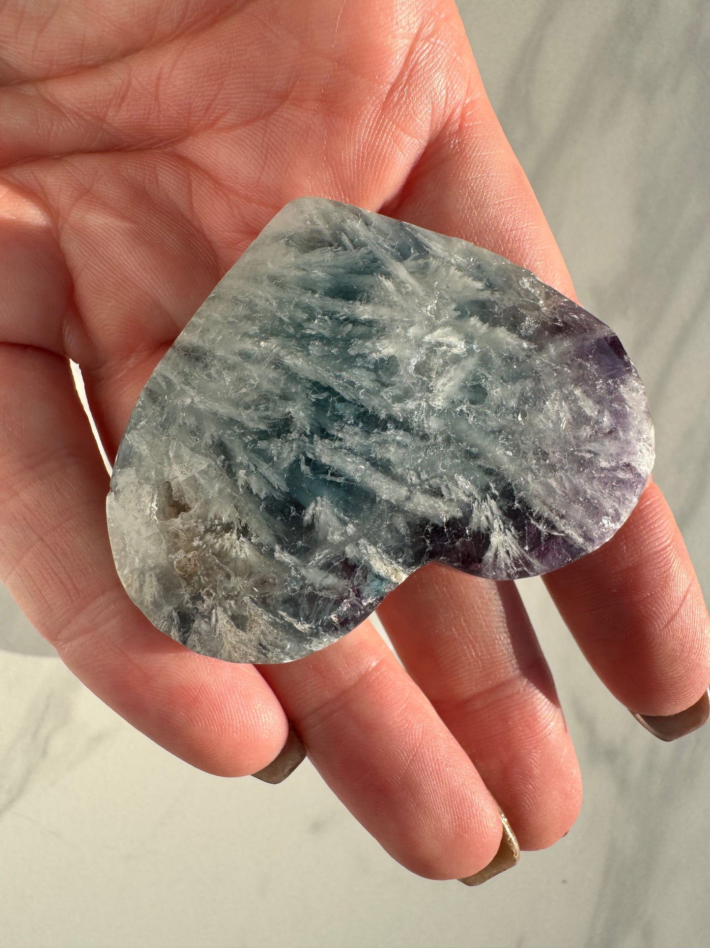Snowflake Fluorite Heart Carving B
