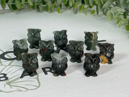 One (1) Mini African Bloodstone Owl Carving