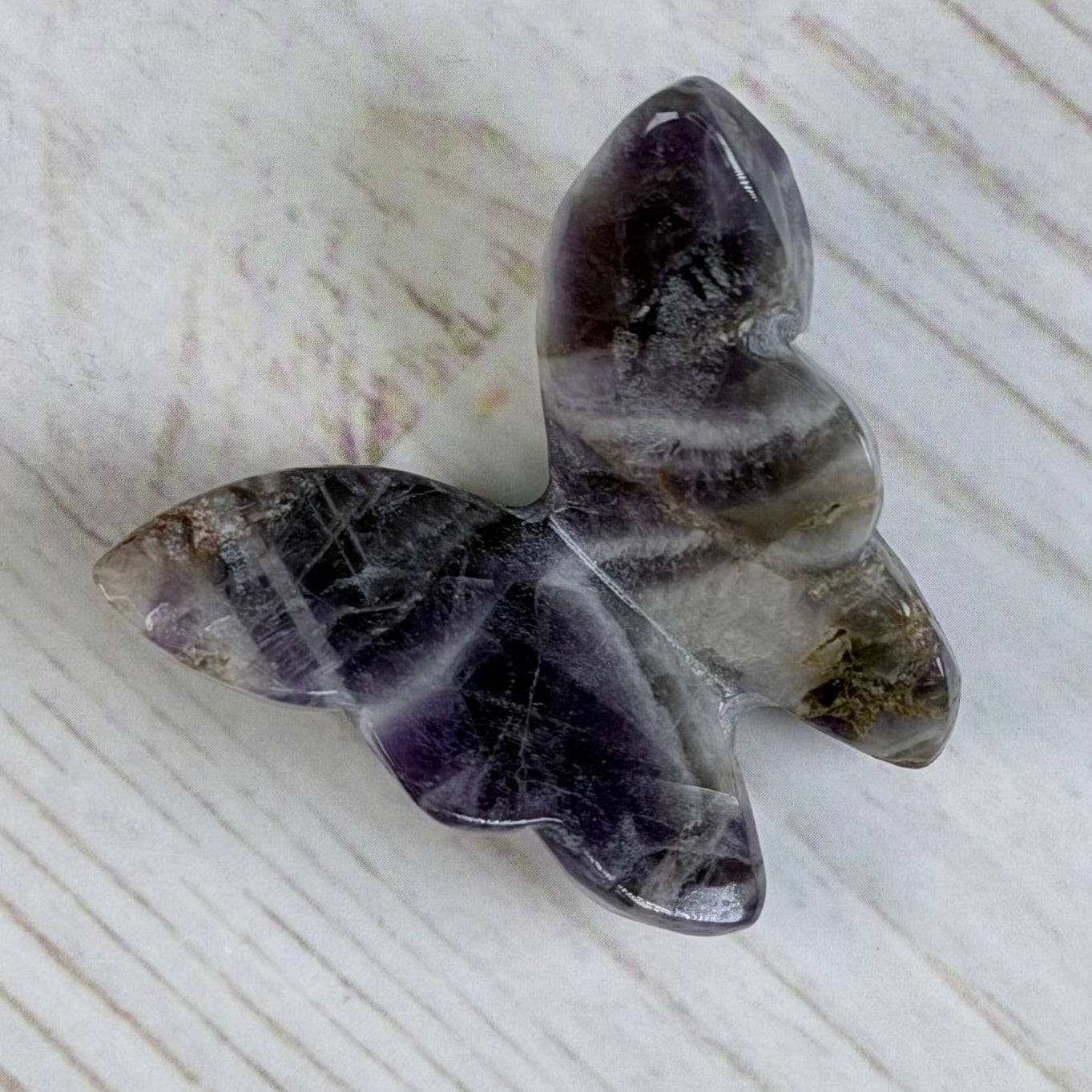 Chevron / Dream Amethyst Butterfly Carving