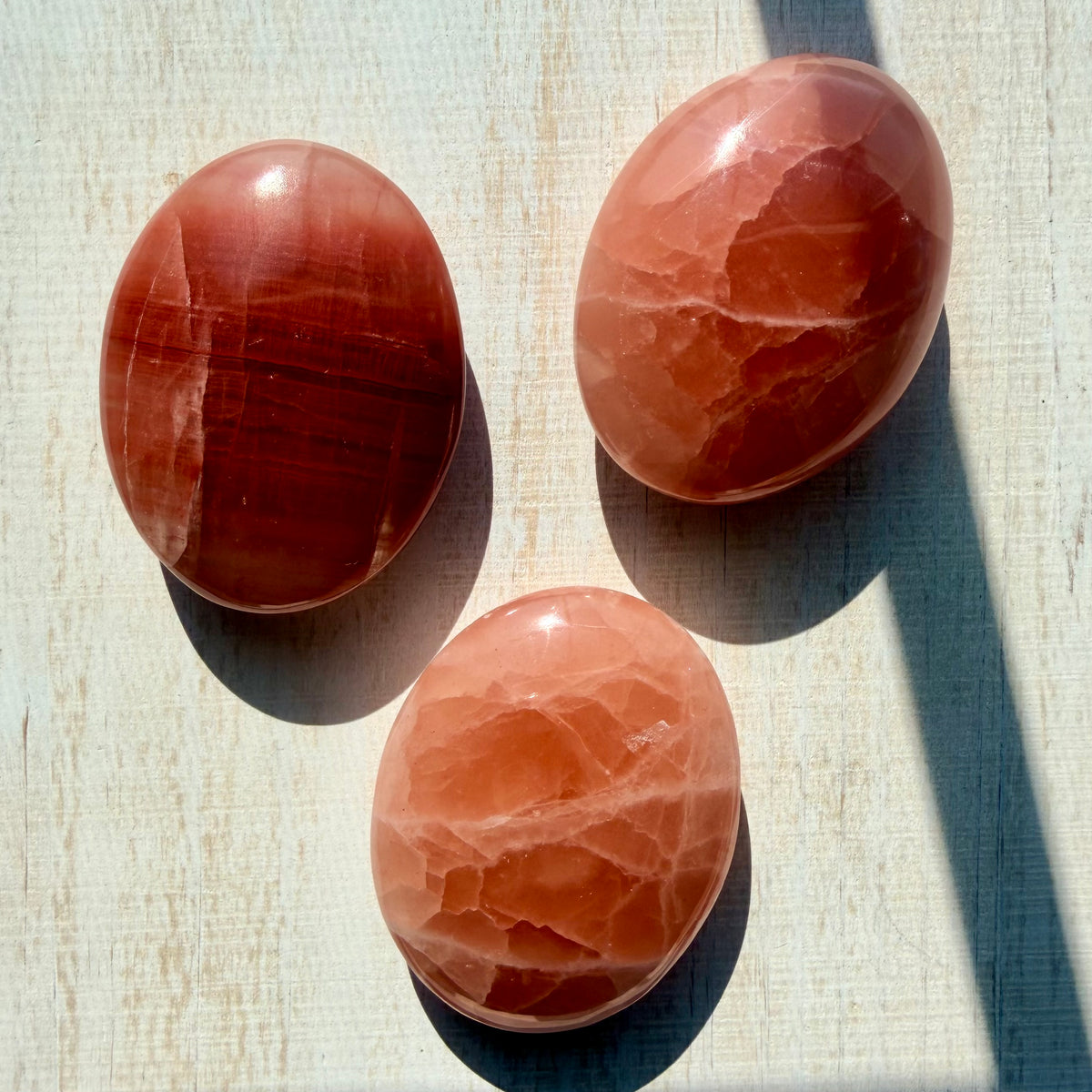 Rose Calcite Palm Stone – Warm Salmon Crystal for Self-Love