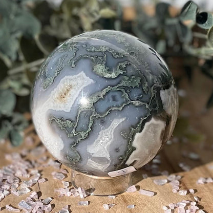 3 inch moss agate sphere