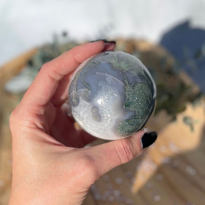 3 inch moss agate sphere