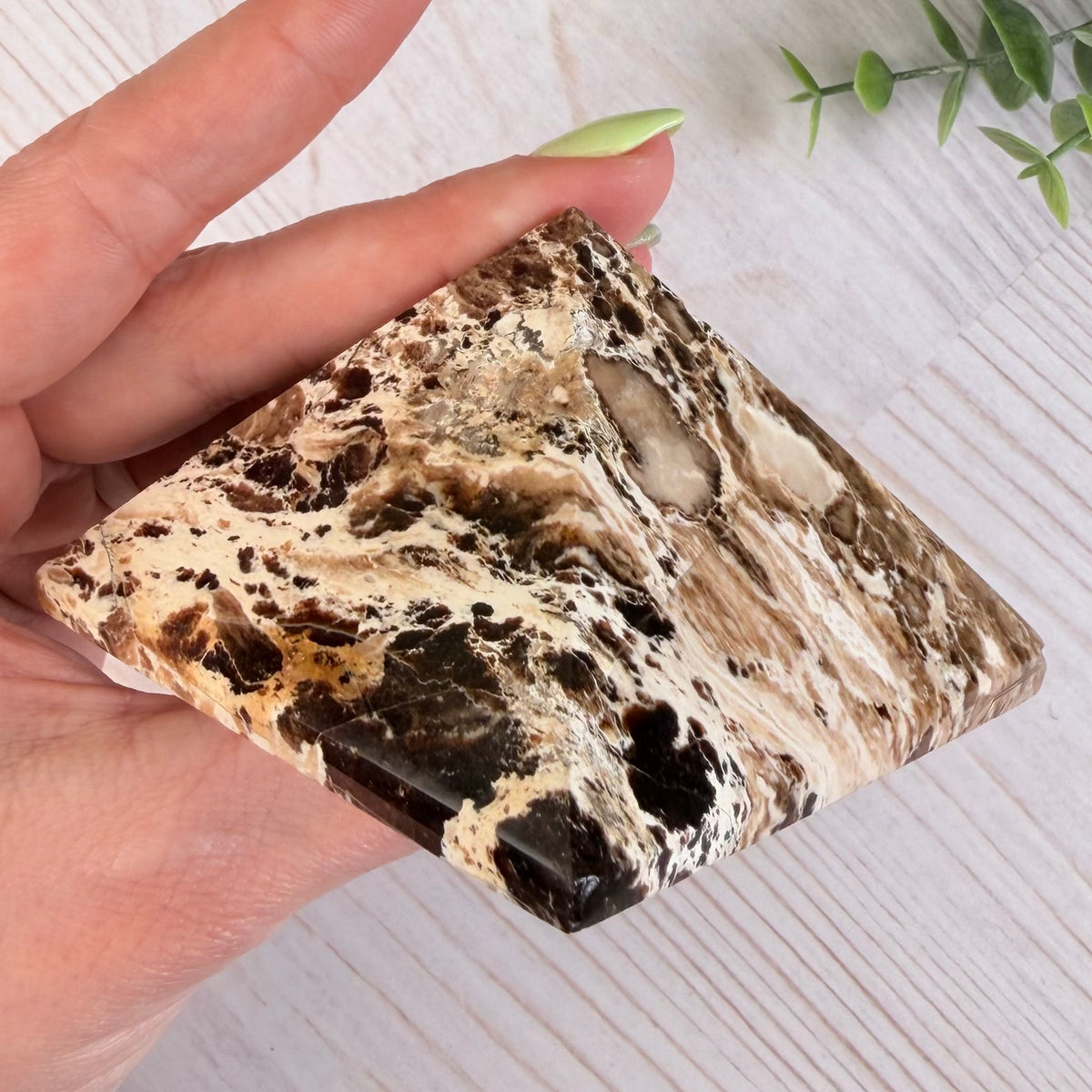 Chocolate Calcite Pyramid – Brown & Cream Crystal for Grounding