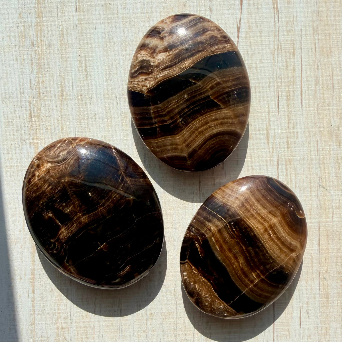 Chocolate Calcite Palm Stone – Grounding Crystal for Stability