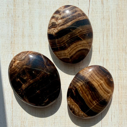 Chocolate Calcite Palm Stone – Grounding Crystal for Stability