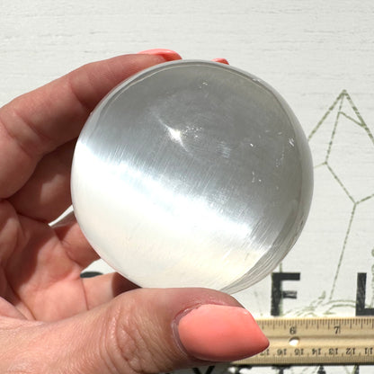 One (1) Medium Satin Spar Selenite Sphere from Morocco