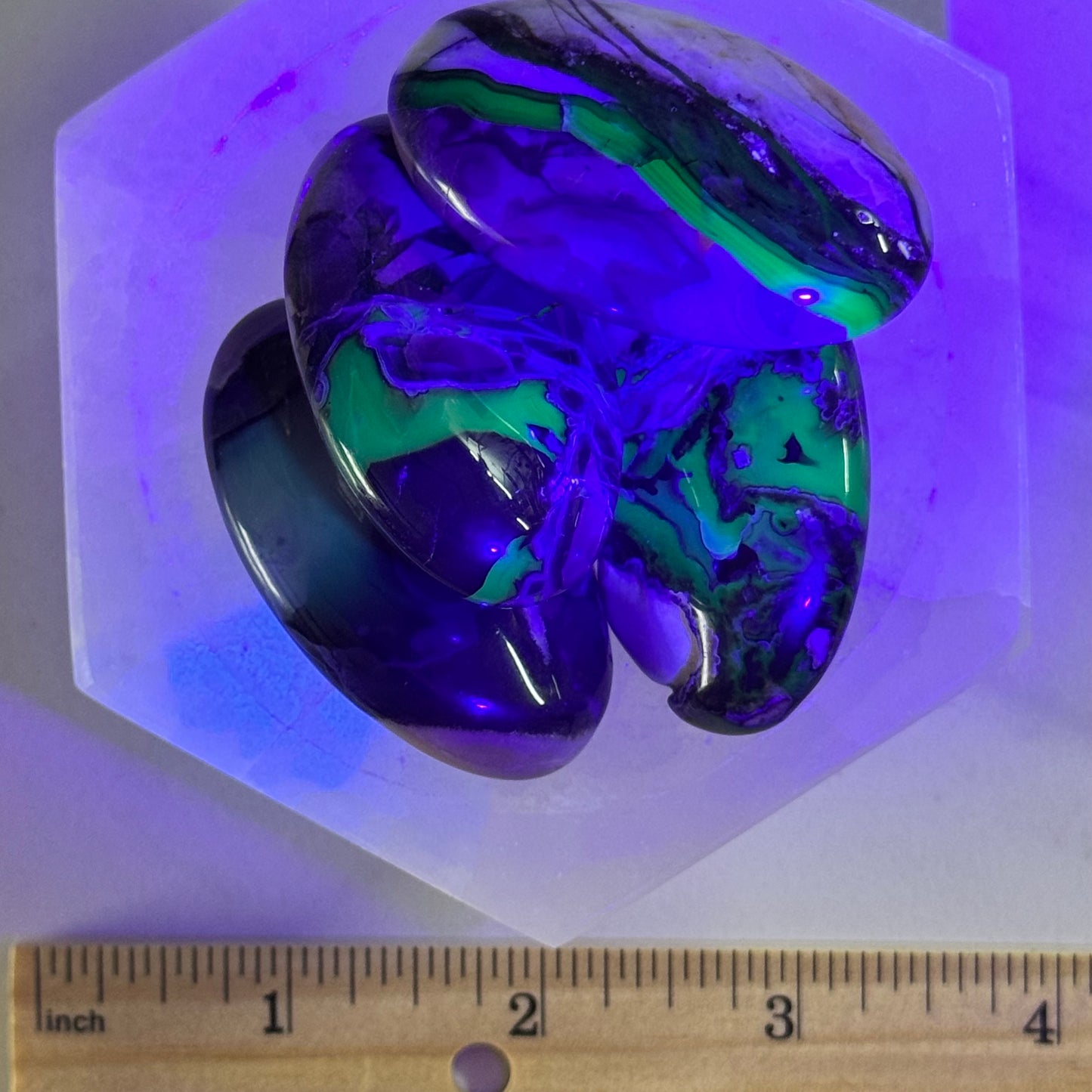 One (1) Volcanic Agate Palm Stone (UV Reactive)