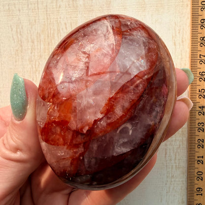 Fire Quartz Palm Stone | Hematoid Quartz | Option A