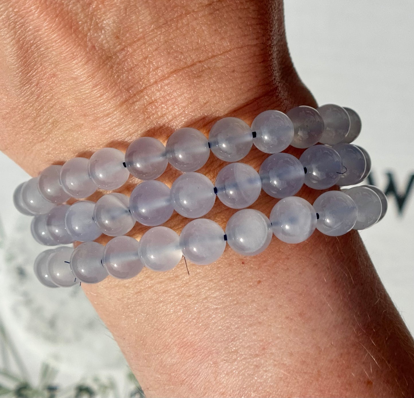 Blue Chalcedony Bracelets from Brazil (8mm Bead)