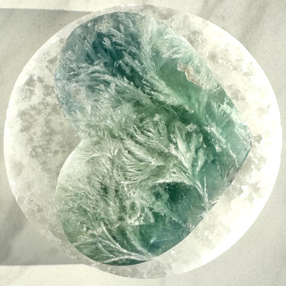Snowflake Fluorite Heart Carving | Option A
