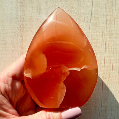 Honey Calcite Flame | Hand-Selected Crystal Carving