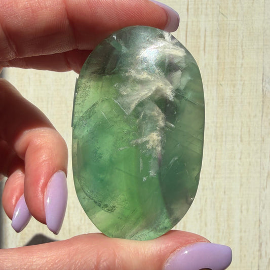 Snowflake Fluorite Palm Stone | Option F