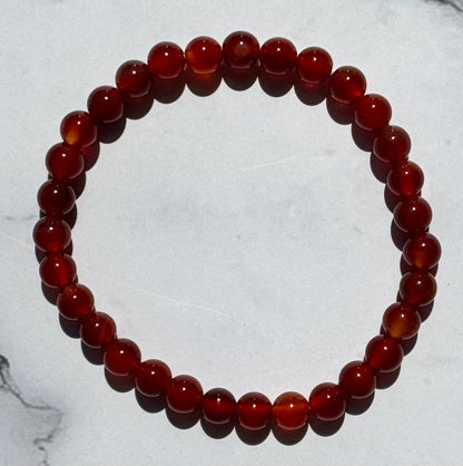 One (1) Carnelian Bracelet from Brazil (6mm Bead)