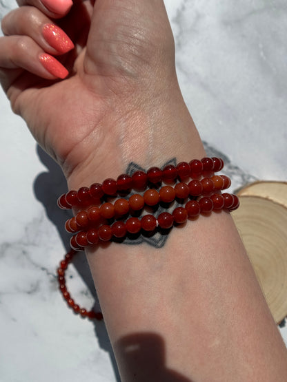 One (1) Carnelian Bracelet from Brazil (6mm Bead)