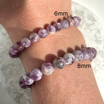 One (1) High Quality Lepidolite Bracelet (8mm Bead)