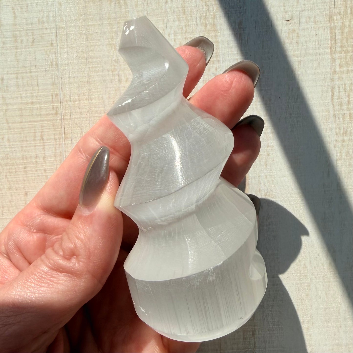 Selenite Spiral Tower | Satin Spar | Selenite Crystal