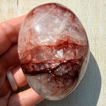 Fire Quartz Palm Stone | Hematoid Quartz | Option H