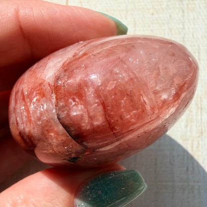 Fire Quartz Palm Stone | Hematoid Quartz | Option J
