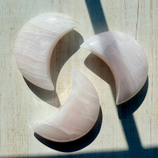 Mangano Calcite Crescent Moon Carving | Pink Mangano Calcite | Mangano Calcite Crystal