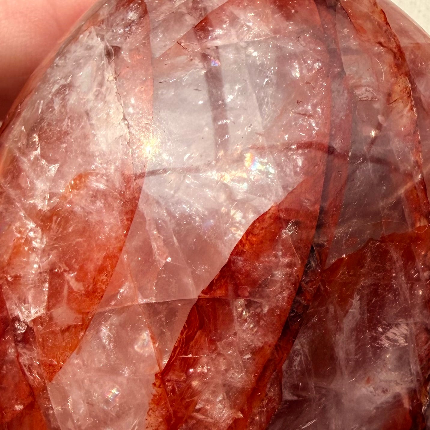 Fire Quartz Palm Stone | Hematoid Quartz | Option A