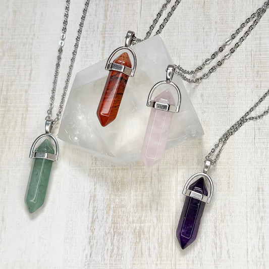 Natural Double Terminated Crystal Necklace - Multiple Stone Options