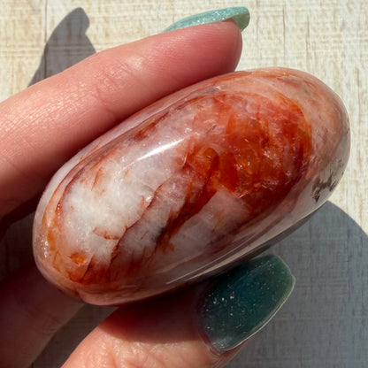Fire Quartz Palm Stone | Hematoid Quartz | Option E