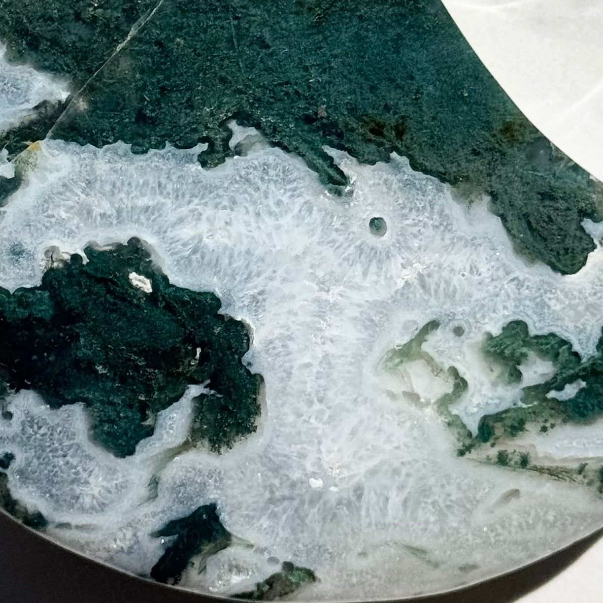 Large Moss Agate Crescent Moon Carving | Option A