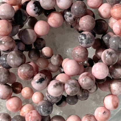 One (1) Pink Zebra Jasper Bracelet (6mm Bead)