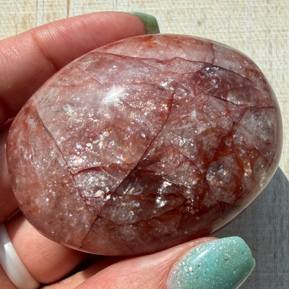 Fire Quartz Palm Stone | Hematoid Quartz | Option J