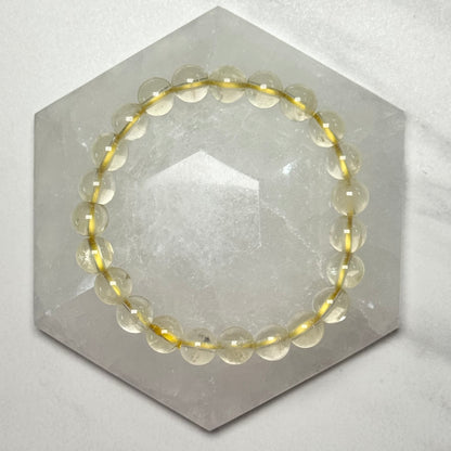 One (1) Pale Citrine Bracelet from Brazil (8mm Bead)