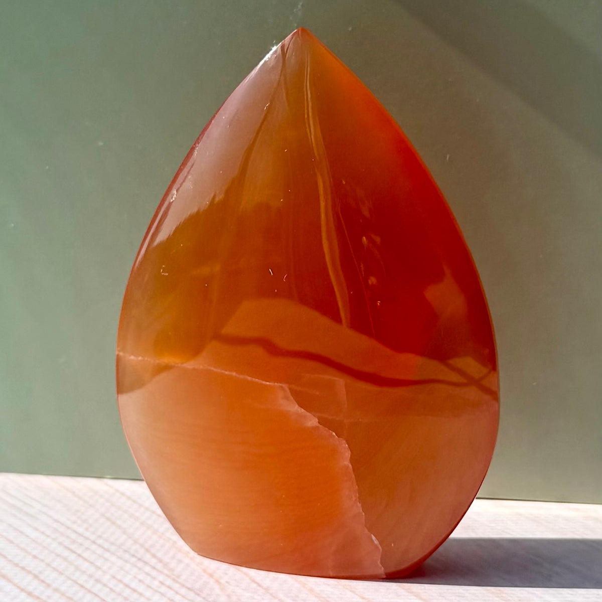 Honey Calcite Flame | Hand-Selected Crystal Carving