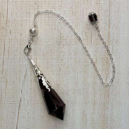 Faceted Crystal Point Pendulum with Silver Filigree Cap | Dowsing & Divination Pendulum