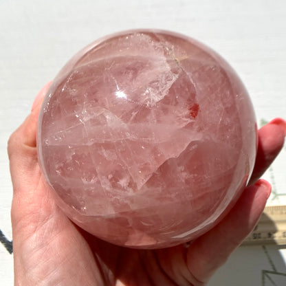 High Quality Rose Quartz Sphere with Asterism from Brazil