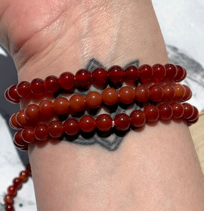 One (1) Carnelian Bracelet from Brazil (6mm Bead)