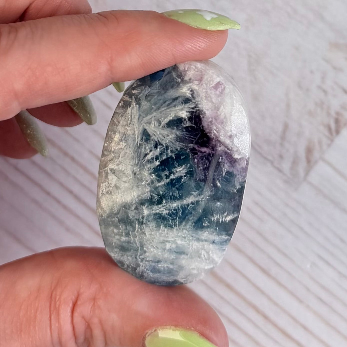 Snowflake Fluorite Palm Stone | Option E