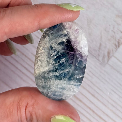 Snowflake Fluorite Palm Stone | Option E