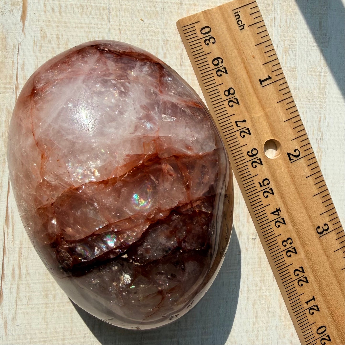 Fire Quartz Palm Stone | Hematoid Quartz | Option H