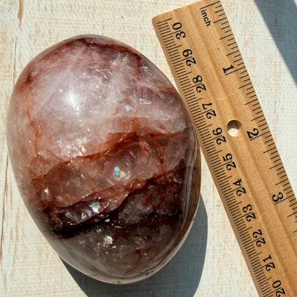 Fire Quartz Palm Stone | Hematoid Quartz | Option H