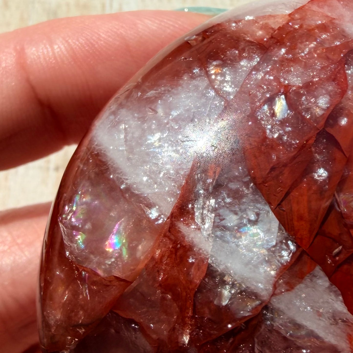 Fire Quartz Palm Stone | Hematoid Quartz | Option I
