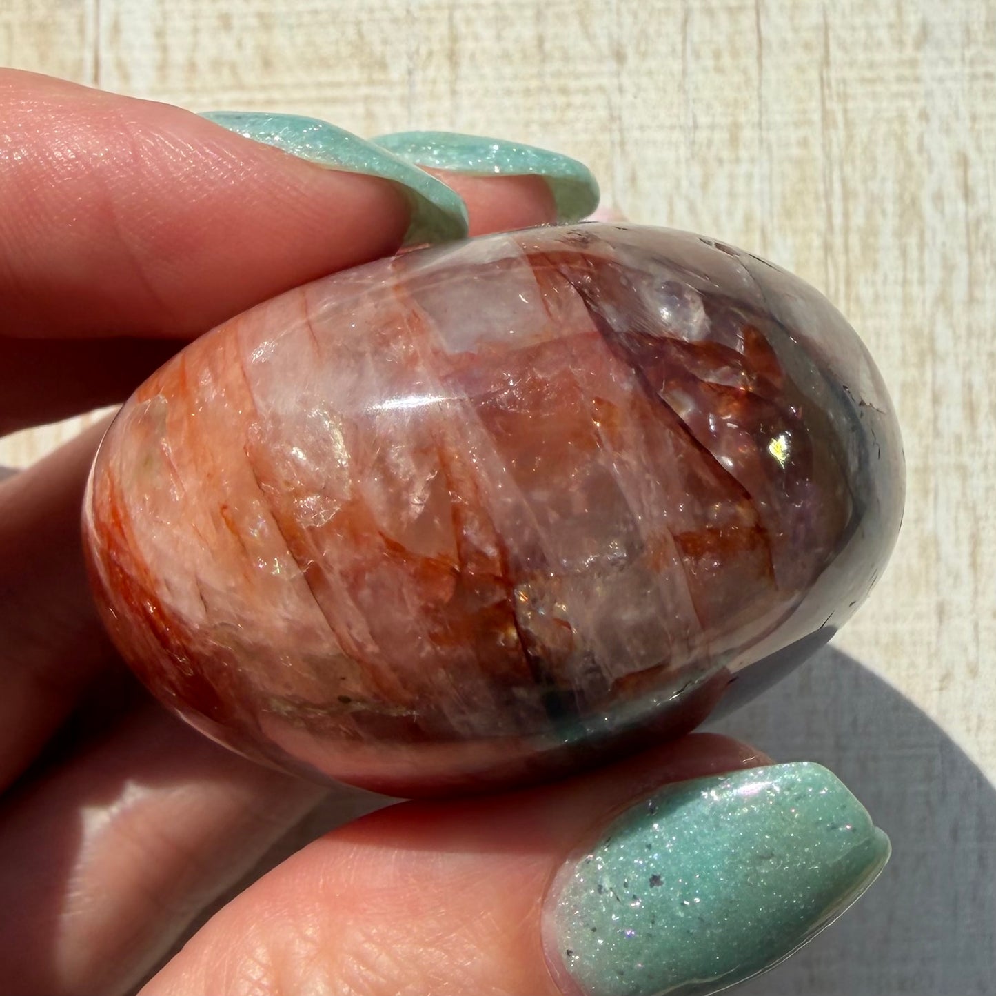 Fire Quartz Palm Stone | Hematoid Quartz | Option E