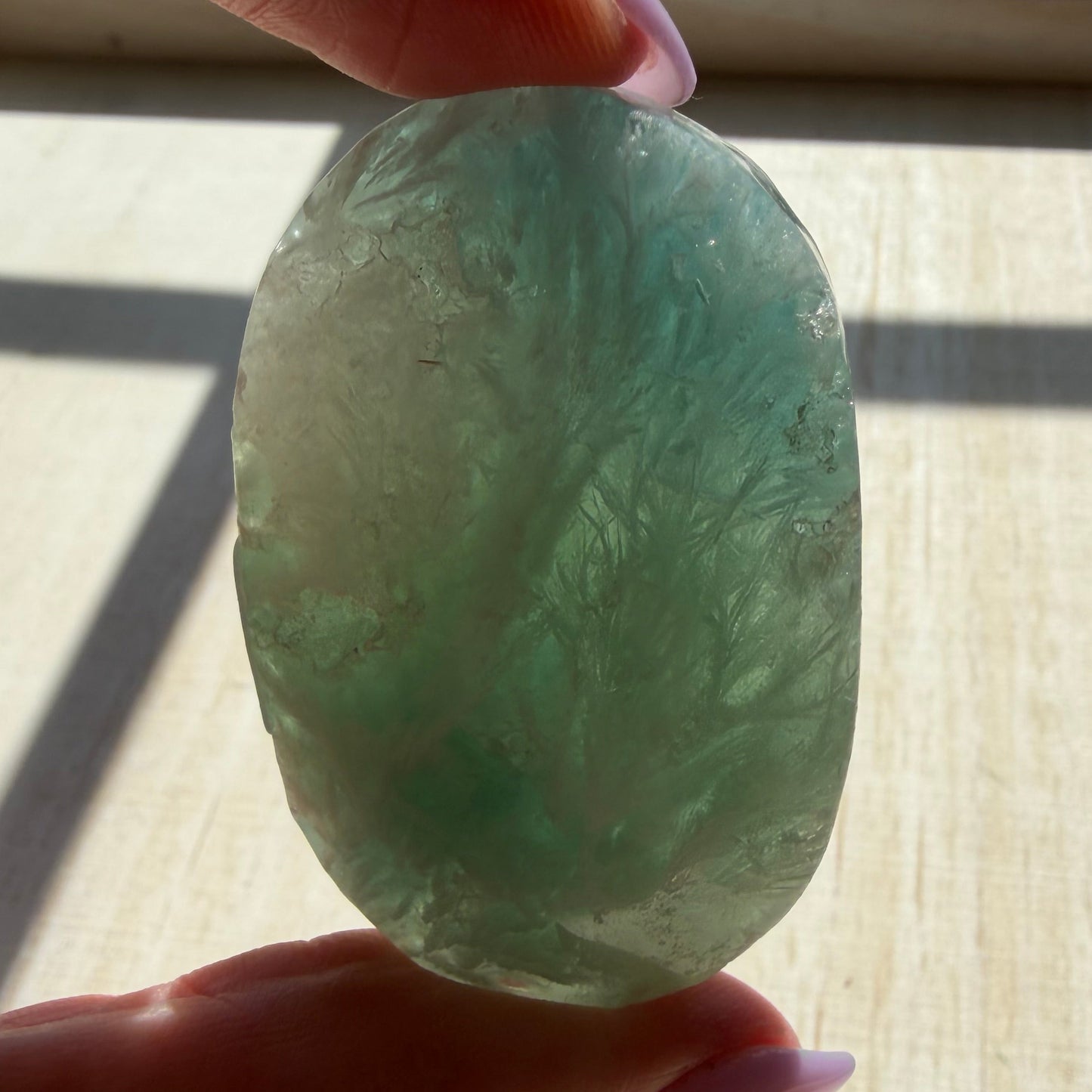 Snowflake Fluorite Palm Stone | Option A