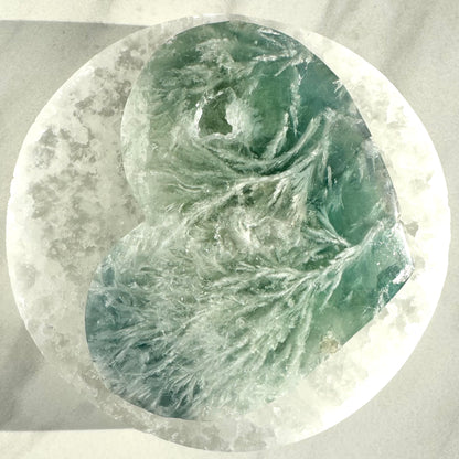 Snowflake Fluorite Heart Carving | Option A