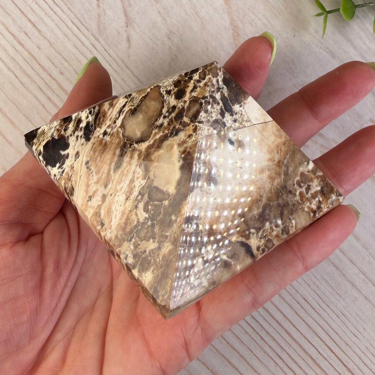 Chocolate Calcite Pyramid – Brown & Cream Crystal for Grounding