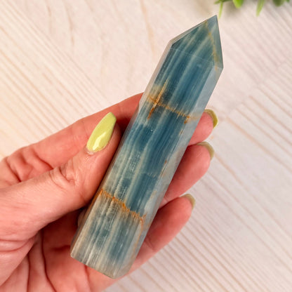 Argentinian Blue Calcite Tower | Lemurian Aquatine Calcite Crystal | Option A