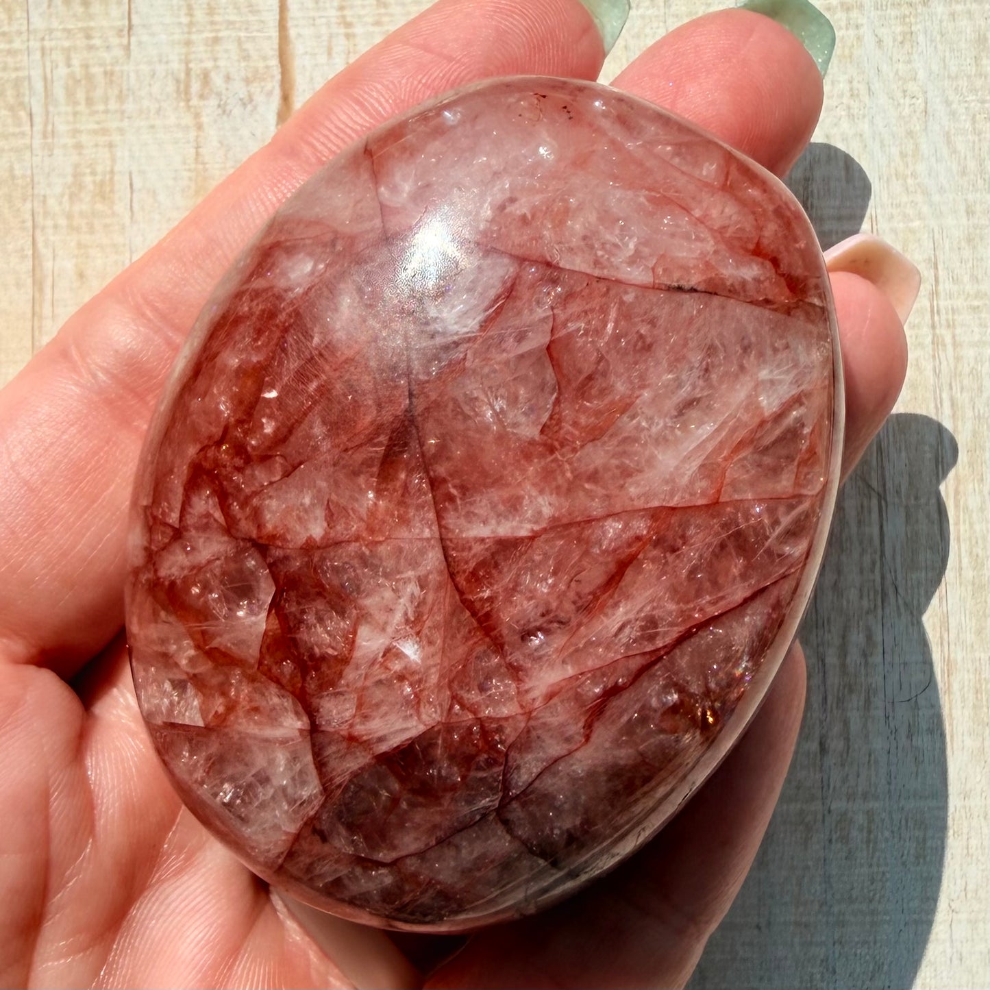 Fire Quartz Palm Stone | Hematoid Quartz | Option J