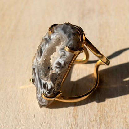 Gorgeous Agate Adjustable Gold Ring from Brazil