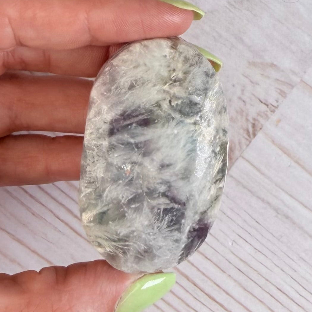 Snowflake Fluorite Palm Stone | Option C