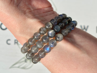 One (1) Labradorite Bracelet from Madagascar (8mm Bead)