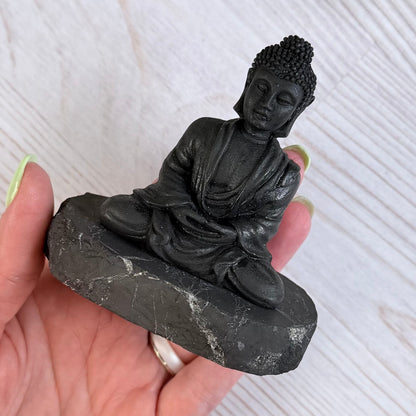 Karelian Shungite Buddha Carving - EMF Protection Statue
