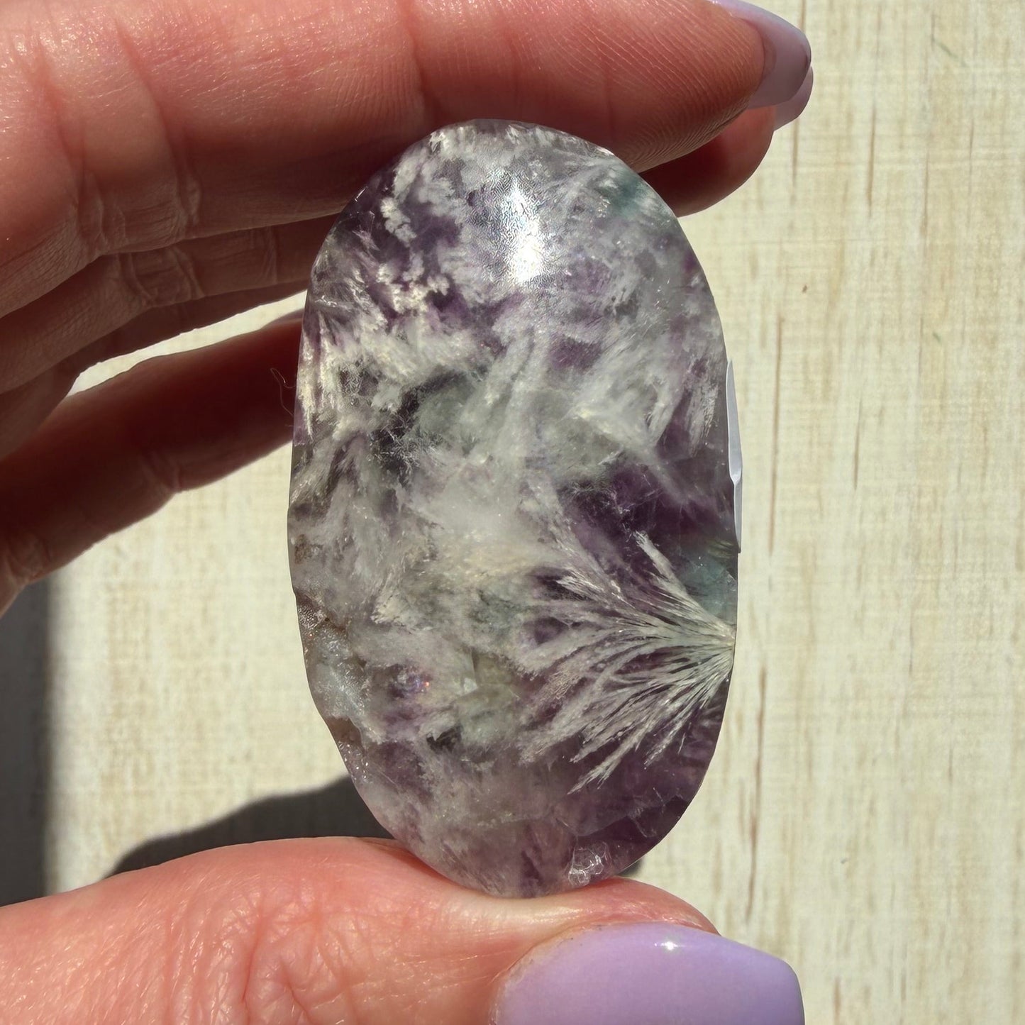 Snowflake Fluorite Palm Stone | Option D
